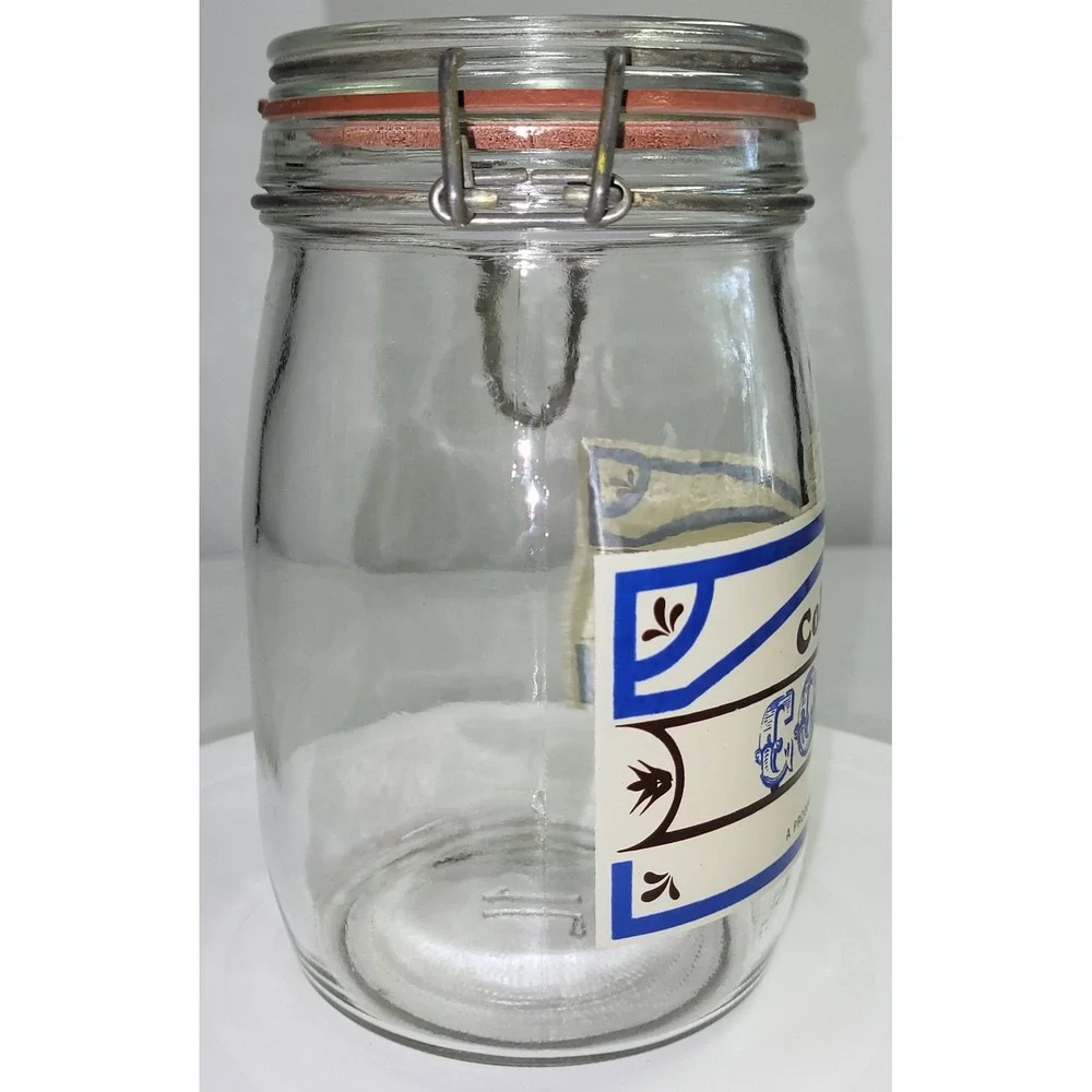 Tradewind Importers Coffee Jar 1L Clear Vintage Wire Bail Glass